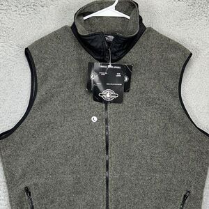 Charles‎ River Apparel Fleece Vest Mens Large Grey Black Full Zip Sleeveless NEW